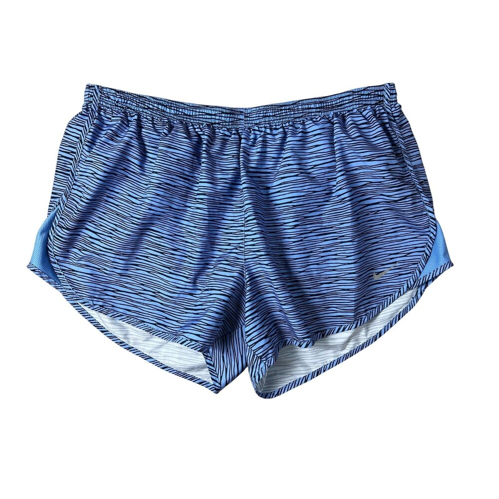 Nike Dri-Fit Women's Blue Print Fitness Workout Athletic Running Shorts Size XL
